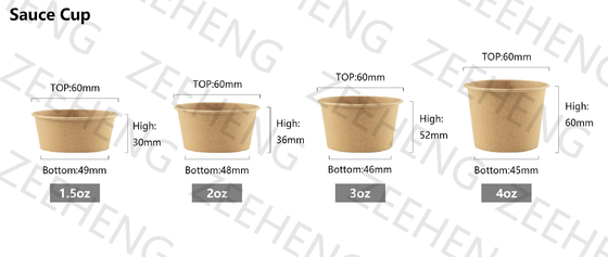 ZH Tek kullanımlık Kraft Sos bardakları 1.5 oz 2 oz 3 oz 4 oz Kapaklı puding kutsal komünyon konteynerleri