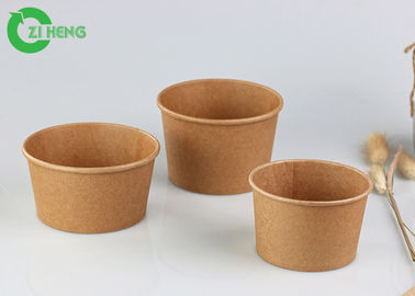 Çorba için Tek Kullanımlık Çift PE Kaplamalı Kahverengi Kraft Kağıt Kase 8oz Çıkarın