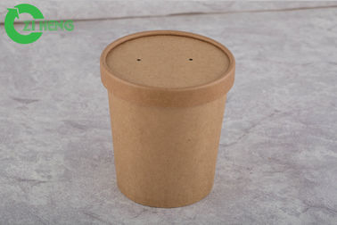 Gıda Sınıfı Kraft Kağıt Bardaklar 16 Oz Çift PE Kaplama Kalın Üst Kenar Salata
