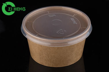 Gıda Kullanımı Kraft Kağıt Biyobozunur Kase 16oz Salata Çorbası İçin PP Kapaklı