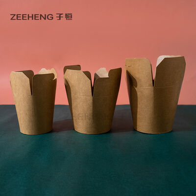 Geri Dönüştürülebilir Çevre Dostu Kraft Kutu Kahverengi Beyaz Noodle Kaseleri 16oz/26oz/32oz