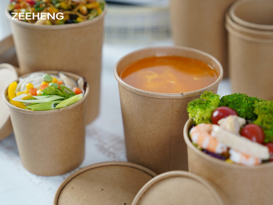 Paket Servis için Kapaklı Tek Kullanımlık Özel Baskı Salata Kağıdı Kasesi